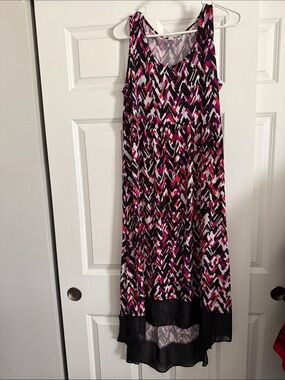 Studio Works Black Pink White Patterned Sleeveless Maxi Dress